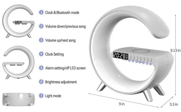 Alarm Clock Desk Lamp Bluetooth Speaker Wireless