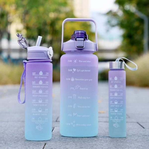 Sports Water Bottles 3 Pcs Set r & Leak Proof Flip Top Lid (random Color)