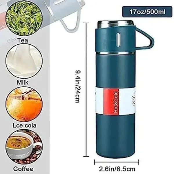 Stainless Steel 500ml Hot & Cool Water Bottle (500 Ml) (random Color)